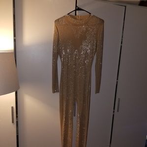 PoshByV Nude Crystal Jumpsuit